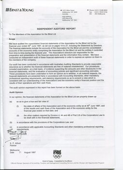 Auditors Report to the Association for the Blind Ltd