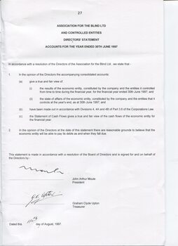 Director’s statement for accounts ended this financial year