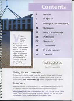Contents page and the various formats this report can be provided in