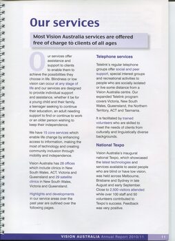Broad description of the organisation and its services, including telephone and National Texpo