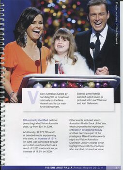 Natalija Lambert with presenters Lisa Wilkinson and Karl Stefanovic at Carols by Candlelight