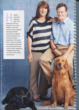 Heather and Nick Gleeson with their Seeing Eye dogs Zeppelin and Unity