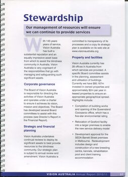 Corporate stewardship overview including governance, financial planning and property