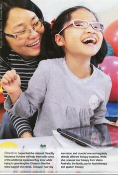 Mother Chuelsu with daughter Chaeyon Seo who holds an iPad