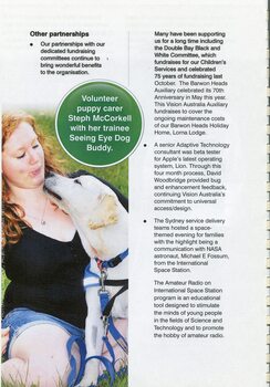 Young female volunteer puppy carer with Seeing Eye Dog trainee Buddy