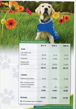 Financial summary with three year comparison of assets and liabilities