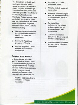 Overview in achievements in meeting government standards and process improvement