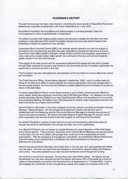 Chairman's report outlining the various departures and appointments to the organisation