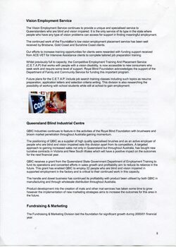 Overview of Vision Employment Service and Queensland Blind Industrial Centre
