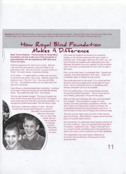 Major Sponsors listing and story of the Sullivan family who are assisted by RBFQ, two boys laughing at the camera
