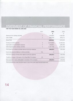 Statement of Financial Performance for the end of the financial year