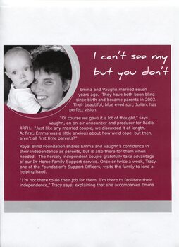 Woman holding a baby and story about blind parents Emma and Vaughan and baby Julian
