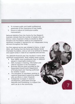 Chairman's report and pictures of two girls holding soft toys and two people doing an activity inside