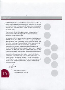 CEO report and nine grey circles on side of page
