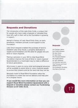 Bequest and Donation Information and list of Bequests
