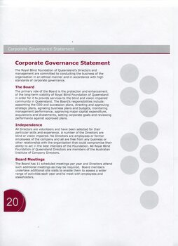 Corporate governance information including independence of directors and board meetings