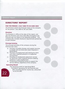 Director’s report including names of directors and review of operations
