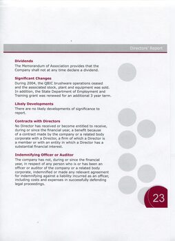 Director’s report including significant changes and contracts with directors