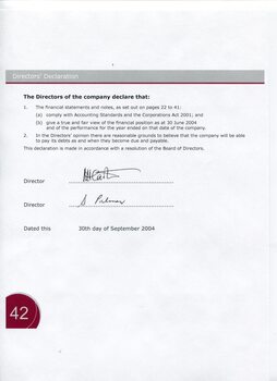 Director’s statement for accounts ended this financial year