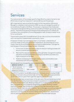 Overview and achievements of the service overall, including development of new business strategy