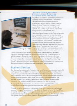 Overview and achievements of Employment service and Business Services.  Image of person working with CCTV