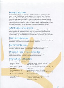 Director’s report including names of directors and review of operations