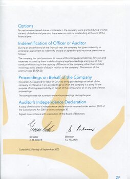 Director’s report including names of directors and review of operations