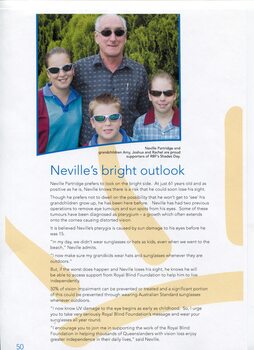 Story of Neville Partridge and his vision loss, with picture of Neville and his grandchildren Amy, Joshua and Rachel