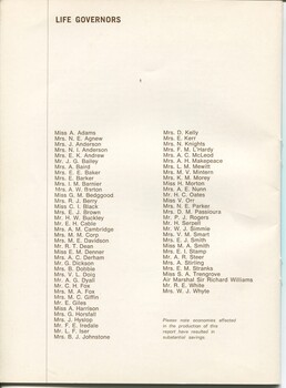 Life Governorships awarded during the financial year