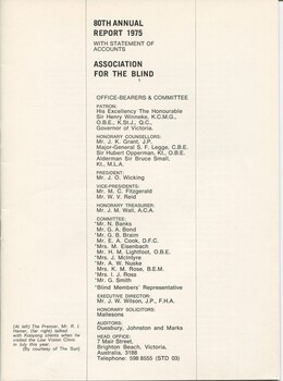 Listing of office bearers, committee and address for head office