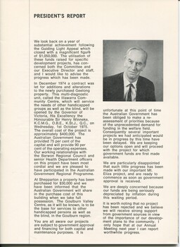 President’s report with portrait of John Wicking