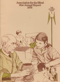 Drawing of man using a pottery wheel, woman in bed and person having eyes examined