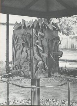 Urban Cycle sculpture by Ian Bow under cover at Kooyong