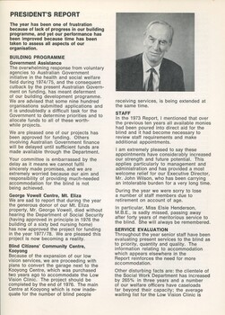 President’s report with portrait of John Wicking