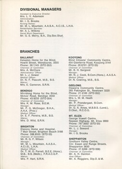 Senior staff listing at Homes, Centres and Divisional Managers