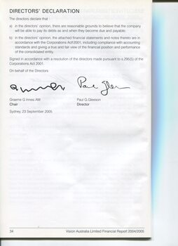 Corporate information including Declaration of Directors