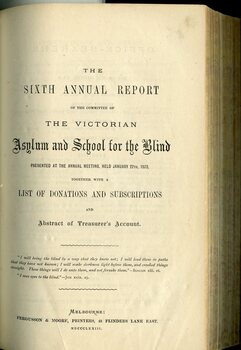 Front page of Board of Management report to subscribers
