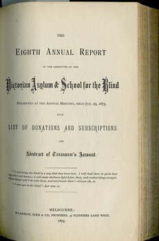 Front page of Board of Management report to subscribers
