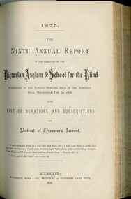 Front page of Board of Management report to subscribers