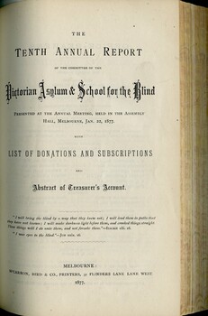 Front page of Board of Management report to subscribers