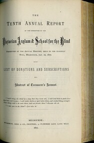Front page of Board of Management report to subscribers