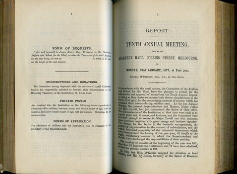 Form of Bequest, Subscriptions and Donations, Private Pupils, Forms of Application and Minutes from the Annual General Meeting