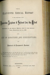 Front page of Board of Management report to subscribers