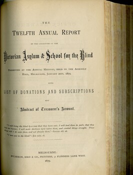 Front page of Board of Management report to subscribers