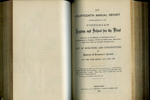 Front page of Board of Management report to subscribers