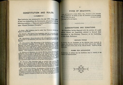 Constitution and Rules and Form of Bequest, Subscriptions and Donations, Private Pupils, Forms of Application