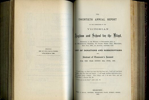 Front page of Board of Management report to subscribers