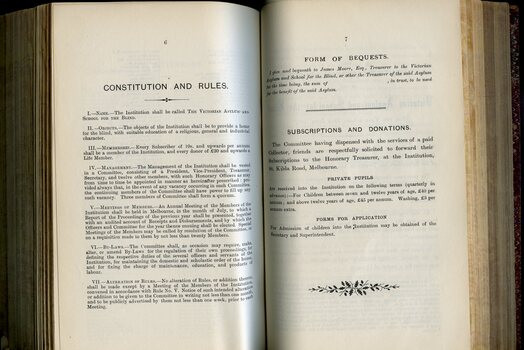 Constitution and Rules, Form of Bequest, Subscriptions and Donations, Private Pupils, Forms of Application