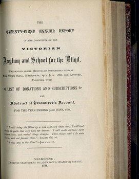 Front page of Board of Management report to subscribers