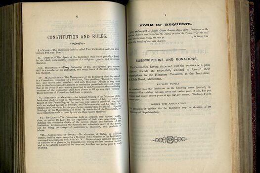 Constitution and Rules, Form of Bequest, Subscriptions and Donations, Private Pupils, Forms of Application